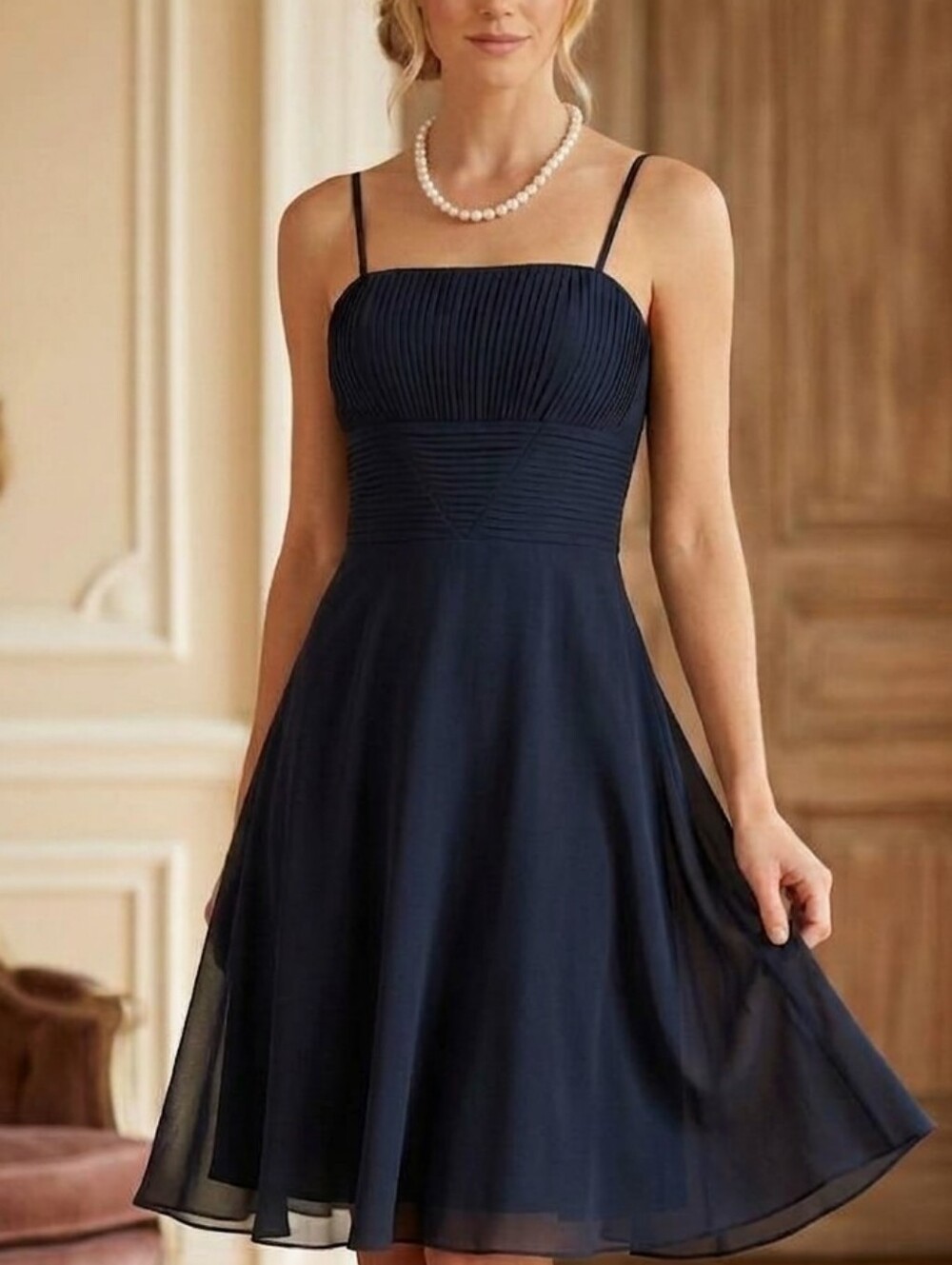 Little Black Dress Spaghetti-Strap/Strapless Knee Length Cocktail Wedding Guest